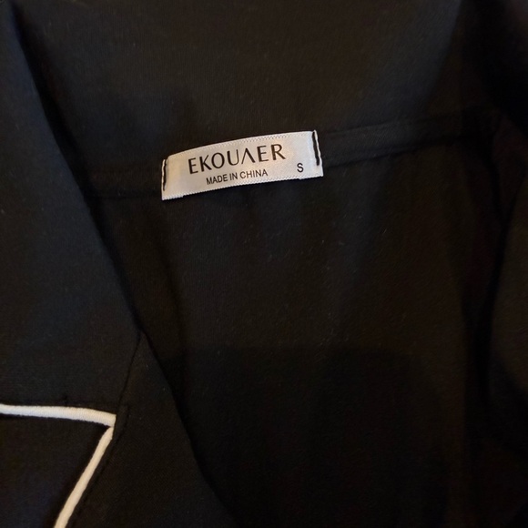 Women's Black Pajama Set with White Trim - Picture 5 of 7